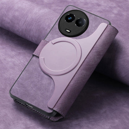 Pour Realme 11 5G Global / 11X Étui en cuir rétro antichoc RFID MagSafe (Violet)