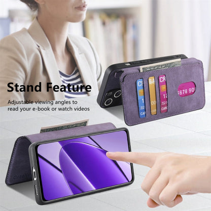 Pour Realme 11 5G Global / 11X Étui en cuir rétro antichoc RFID MagSafe (Violet)