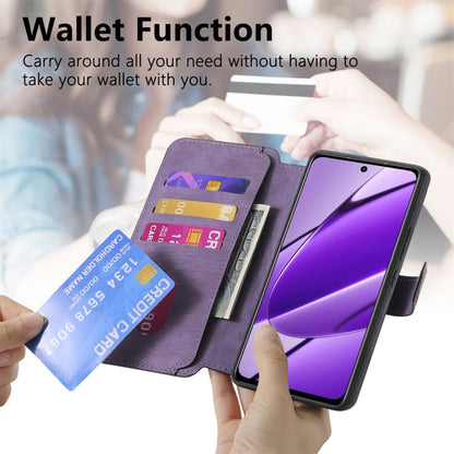 Pour Realme 11 5G Global / 11X Étui en cuir rétro antichoc RFID MagSafe (Violet)
