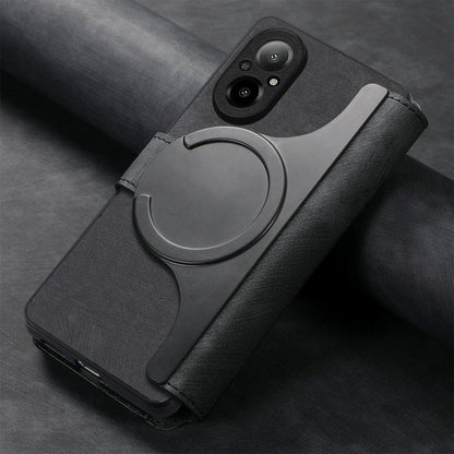 For Realme C67 4G CaseNeo MagSafe RFID Anti-theft Retro Leather Phone Case(Black)