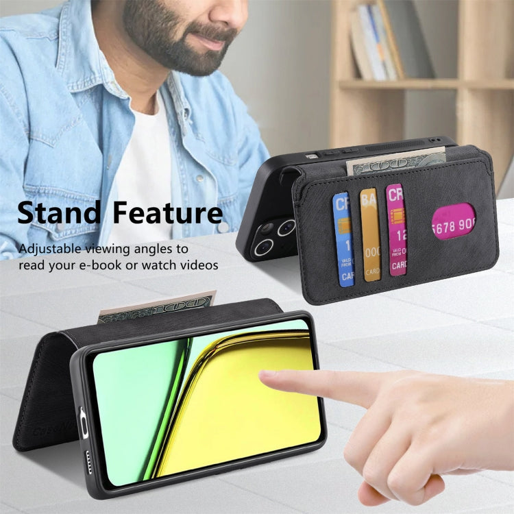 For Realme C67 4G CaseNeo MagSafe RFID Anti-theft Retro Leather Phone Case(Black)