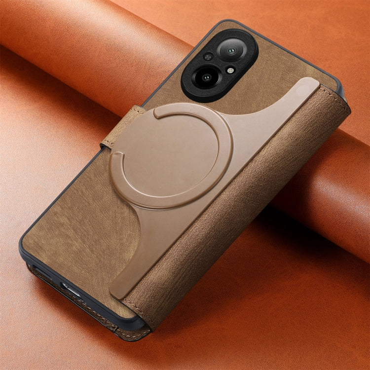 For Realme C67 4G CaseNeo MagSafe RFID Anti-theft Retro Leather Phone Case(Brown)