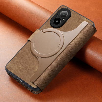For Realme C67 4G CaseNeo MagSafe RFID Anti-theft Retro Leather Phone Case(Brown)
