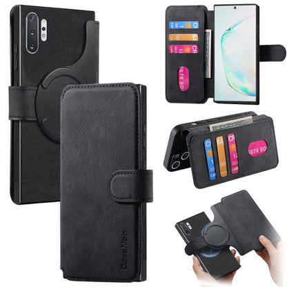 Pour Samsung Galaxy Note10+ ÉtuiCoque de téléphone rétro en cuir anti-vol MagSafe RFID (noir)