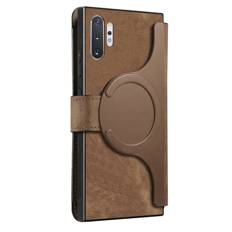 For Samsung Galaxy Note10+ CaseNeo MagSafe RFID Anti-theft Retro Leather Phone Case(Brown)