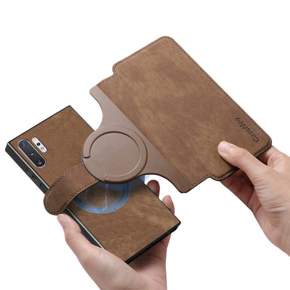 For Samsung Galaxy Note10+ CaseNeo MagSafe RFID Anti-theft Retro Leather Phone Case(Brown)