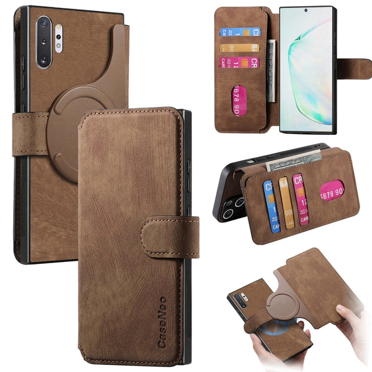 For Samsung Galaxy Note10+ CaseNeo MagSafe RFID Anti-theft Retro Leather Phone Case(Brown)