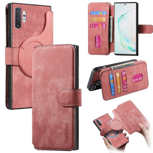 For Samsung Galaxy Note10+ CaseNeo MagSafe RFID Anti-theft Retro Leather Phone Case(Pink)