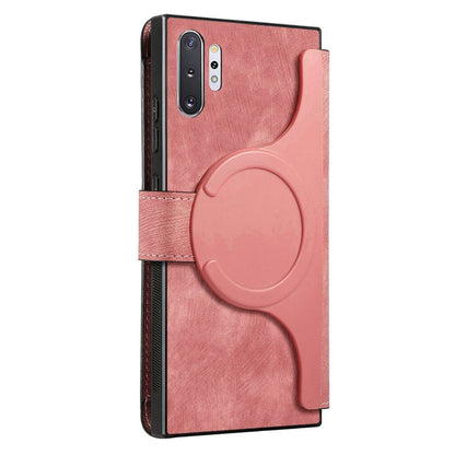 For Samsung Galaxy Note10+ CaseNeo MagSafe RFID Anti-theft Retro Leather Phone Case(Pink)