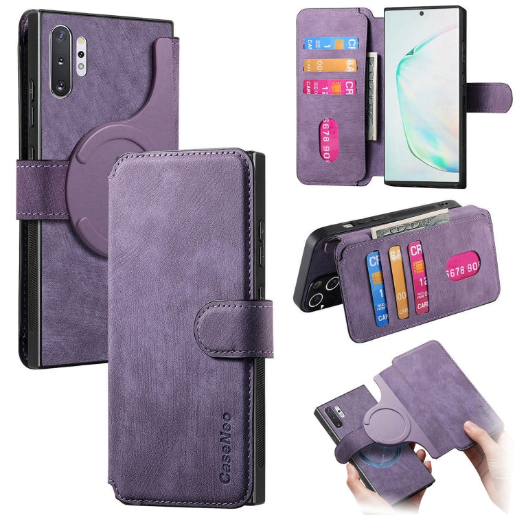 For Samsung Galaxy Note10+ CaseNeo MagSafe RFID Anti-theft Retro Leather Phone Case(Purple)
