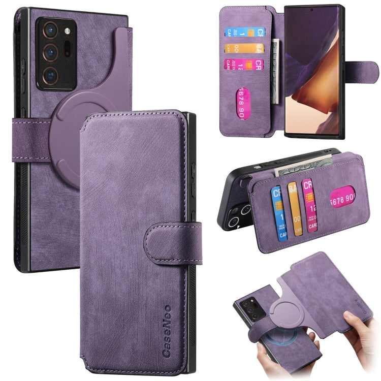 Pour étui Samsung Galaxy Note20 UltraCoque de téléphone rétro en cuir anti-vol Neo MagSafe RFID (Violet)