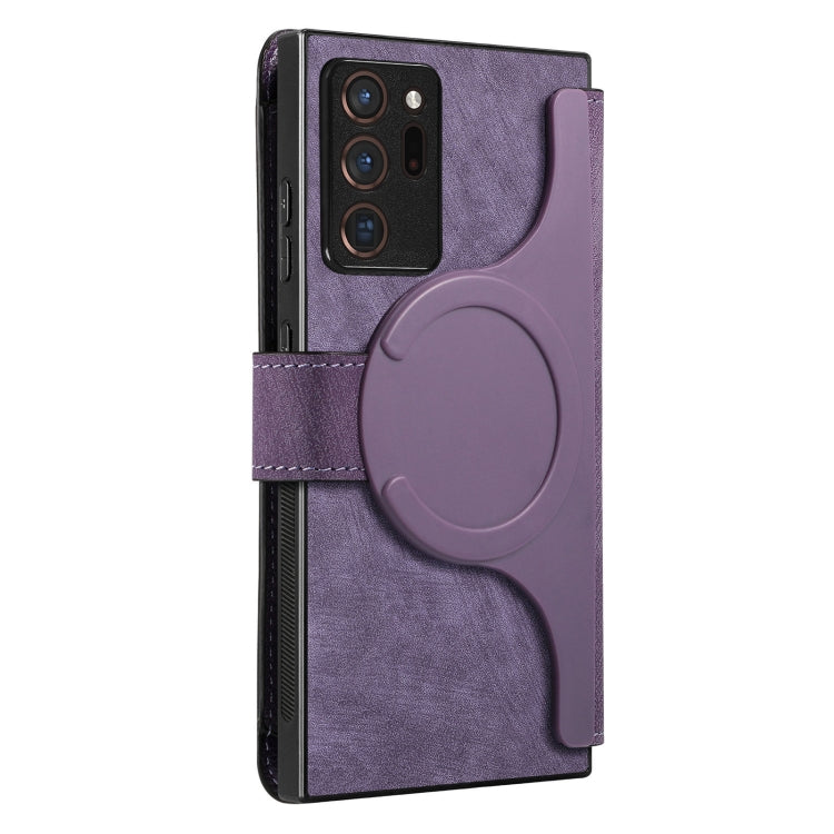 Pour étui Samsung Galaxy Note20 UltraCoque de téléphone rétro en cuir anti-vol Neo MagSafe RFID (Violet)