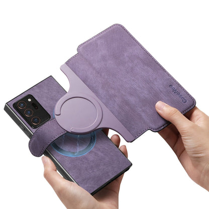 Pour étui Samsung Galaxy Note20 UltraCoque de téléphone rétro en cuir anti-vol Neo MagSafe RFID (Violet)