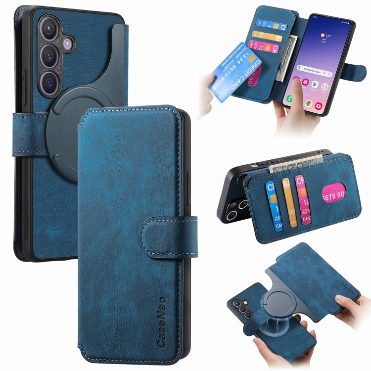 For Galaxy S24 FE 5G CaseNeo MagSafe RFID Anti-theft Retro Leather Phone Case(Blue)