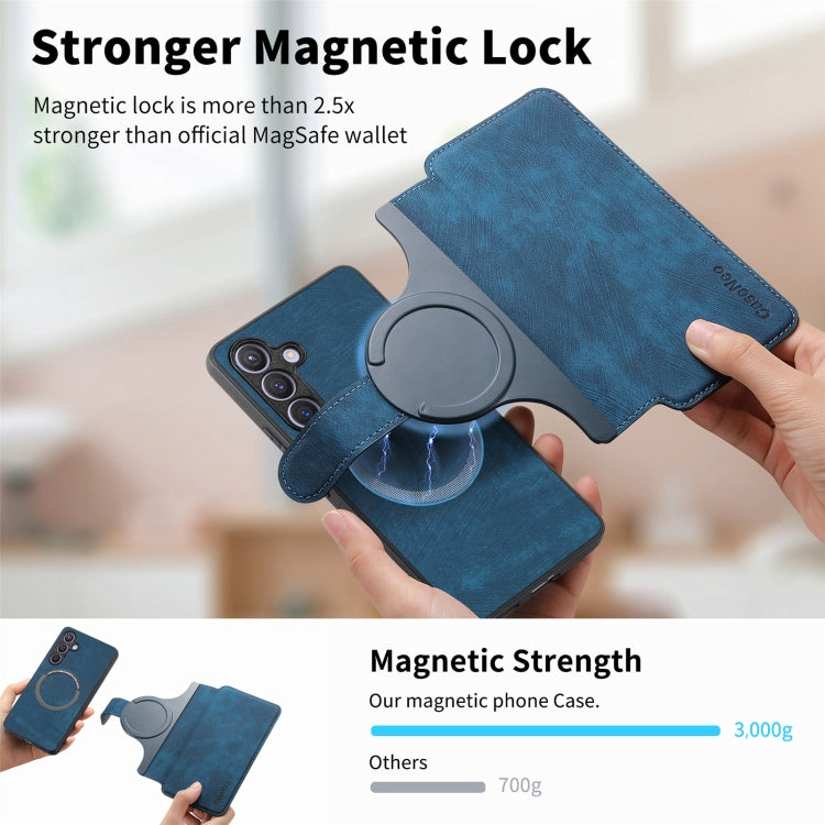 For Galaxy S24 FE 5G CaseNeo MagSafe RFID Anti-theft Retro Leather Phone Case(Blue)