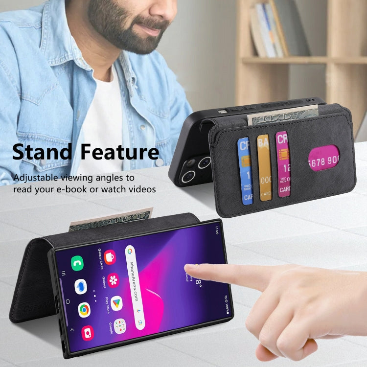 For Galaxy S24 Ultra 5G CaseNeo MagSafe RFID Anti-theft Retro Leather Phone Case(Black)