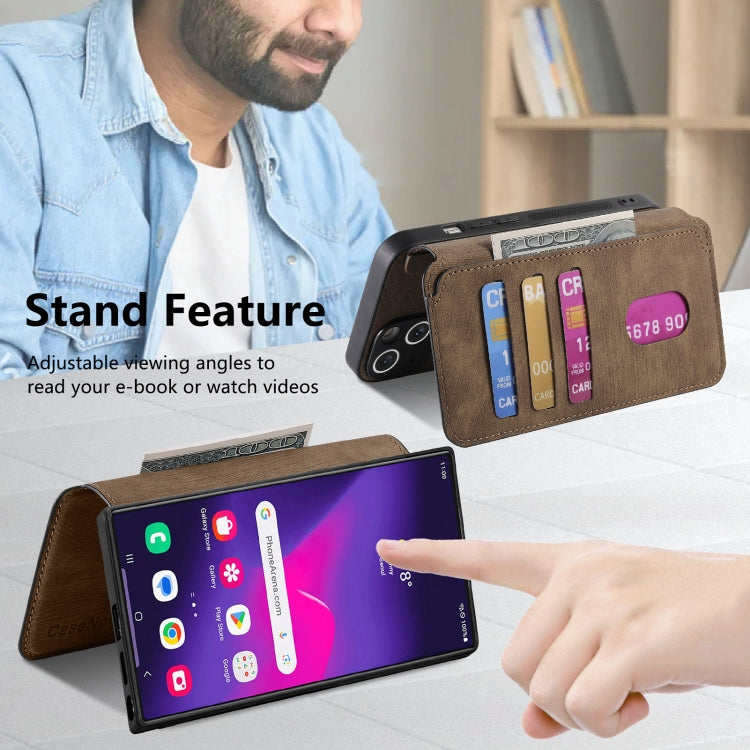 For Samsung Galaxy S24 Ultra 5G CaseNeo MagSafe RFID Anti-theft Retro Leather Phone Case(Brown)