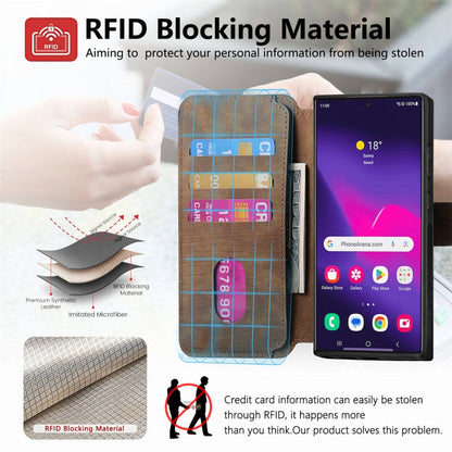 For Samsung Galaxy S24 Ultra 5G CaseNeo MagSafe RFID Anti-theft Retro Leather Phone Case(Brown)
