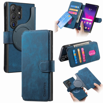 For Galaxy S24 Ultra 5G CaseNeo MagSafe RFID Anti-theft Retro Leather Phone Case(Blue)