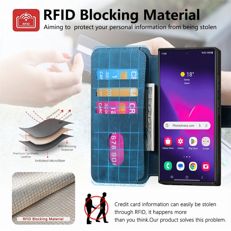 For Galaxy S24 Ultra 5G CaseNeo MagSafe RFID Anti-theft Retro Leather Phone Case(Blue)