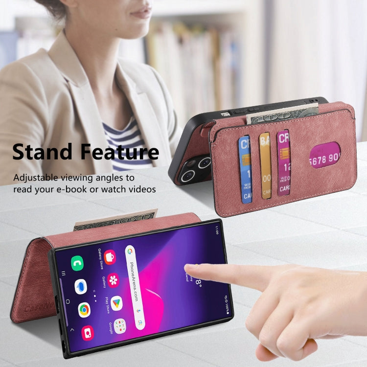 For Galaxy S24 Ultra 5G CaseNeo MagSafe RFID Anti-theft Retro Leather Phone Case(Pink)