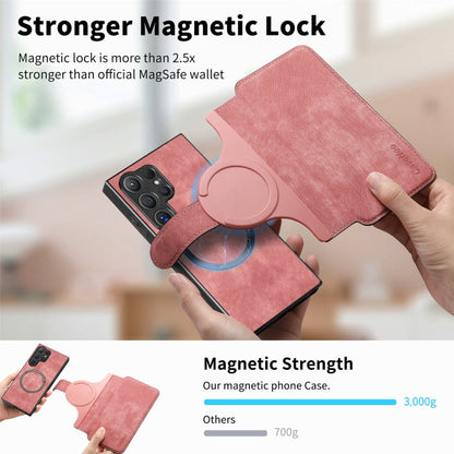 For Galaxy S24 Ultra 5G CaseNeo MagSafe RFID Anti-theft Retro Leather Phone Case(Pink)