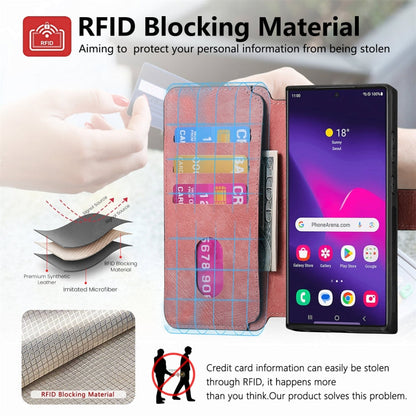 For Galaxy S24 Ultra 5G CaseNeo MagSafe RFID Anti-theft Retro Leather Phone Case(Pink)