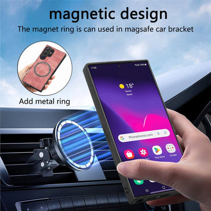 For Galaxy S24 Ultra 5G CaseNeo MagSafe RFID Anti-theft Retro Leather Phone Case(Pink)