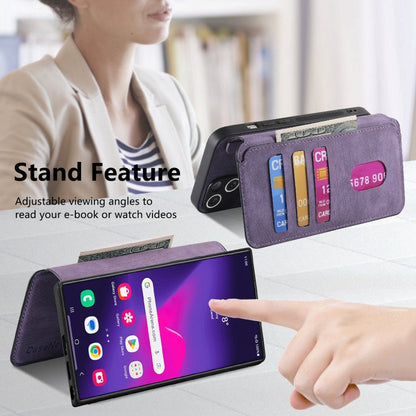 Pour étui Samsung Galaxy S24 Ultra 5GÉtui de téléphone en cuir rétro Neo MagSafe RFID anti-vol (violet)