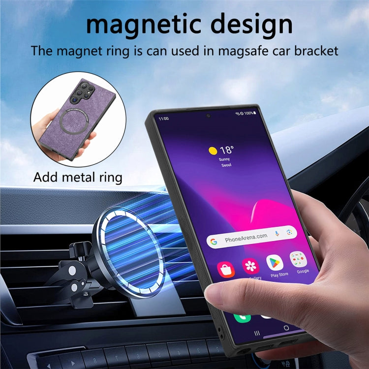 Pour étui Samsung Galaxy S24 Ultra 5GÉtui de téléphone en cuir rétro Neo MagSafe RFID anti-vol (violet)
