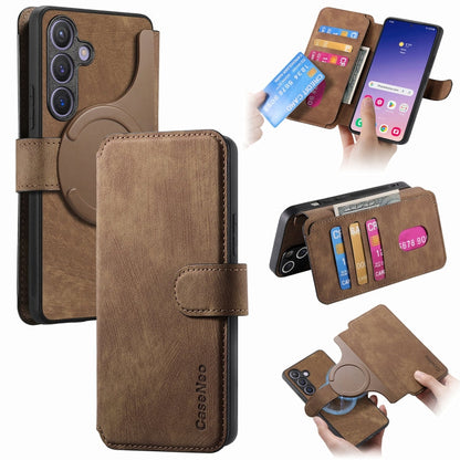 For Galaxy S24+ 5G CaseNeo MagSafe RFID Anti-theft Retro Leather Phone Case(Brown)