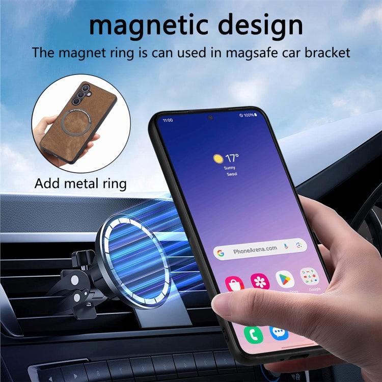 For Galaxy S24+ 5G CaseNeo MagSafe RFID Anti-theft Retro Leather Phone Case(Brown)