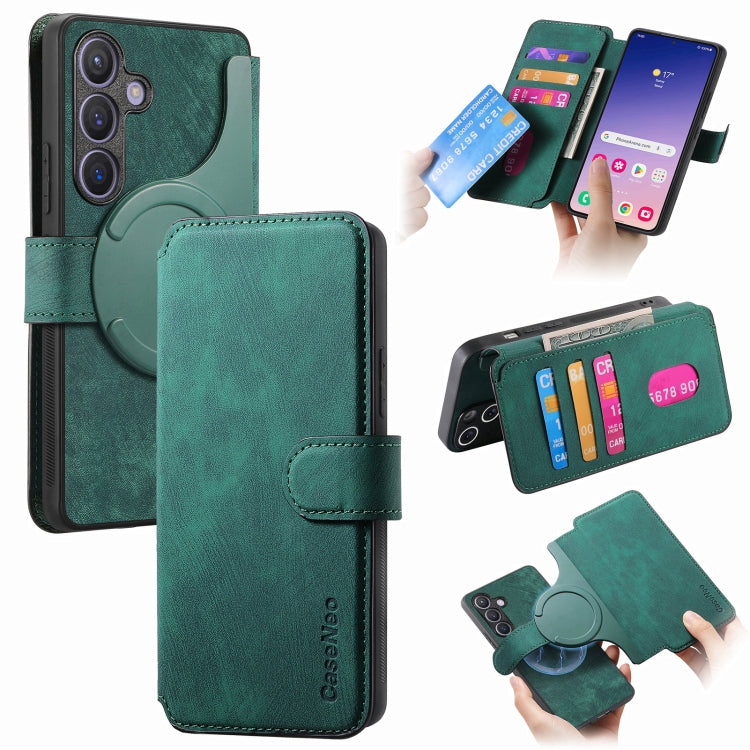 Pour Samsung Galaxy S24+ 5G CoqueHousse de téléphone en cuir rétro Neo MagSafe RFID anti-vol (Vert)