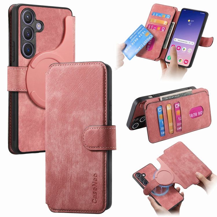 For Galaxy S23 FE 5G CaseNeo MagSafe RFID Anti-theft Retro Leather Phone Case(Pink)
