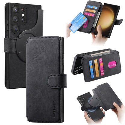 For Galaxy S23 Ultra 5G CaseNeo MagSafe RFID Anti-theft Retro Leather Phone Case(Black)