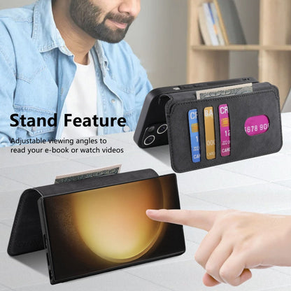 For Galaxy S23 Ultra 5G CaseNeo MagSafe RFID Anti-theft Retro Leather Phone Case(Black)
