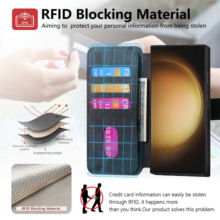 For Galaxy S23 Ultra 5G CaseNeo MagSafe RFID Anti-theft Retro Leather Phone Case(Black)