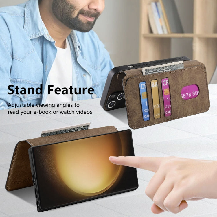 For Galaxy S23 Ultra 5G CaseNeo MagSafe RFID Anti-theft Retro Leather Phone Case(Brown)