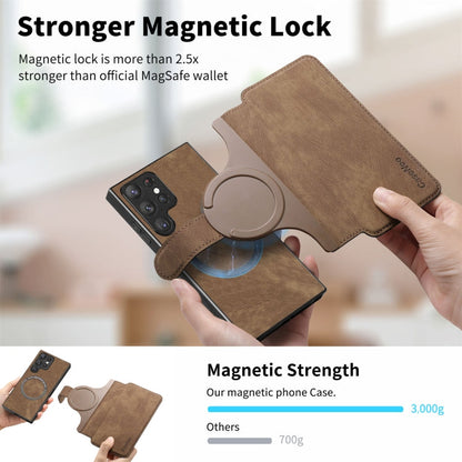 For Galaxy S23 Ultra 5G CaseNeo MagSafe RFID Anti-theft Retro Leather Phone Case(Brown)