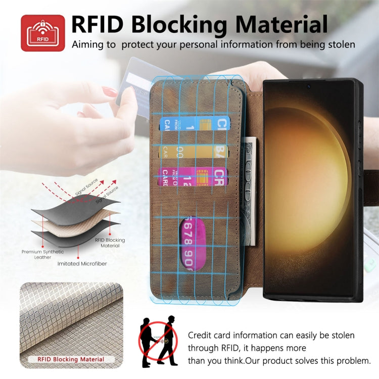 For Galaxy S23 Ultra 5G CaseNeo MagSafe RFID Anti-theft Retro Leather Phone Case(Brown)