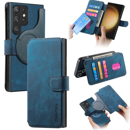 For Galaxy S23 Ultra 5G CaseNeo MagSafe RFID Anti-theft Retro Leather Phone Case(Blue)