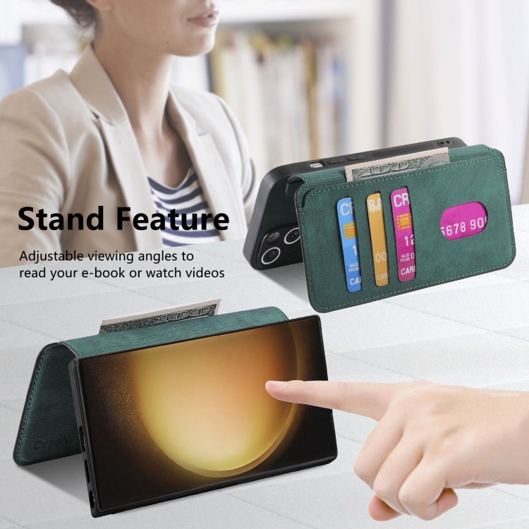 For Galaxy S23 Ultra 5G CaseNeo MagSafe RFID Anti-theft Retro Leather Phone Case(Green)