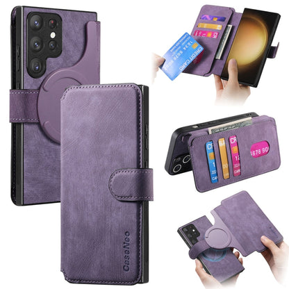 For Galaxy S23 Ultra 5G CaseNeo MagSafe RFID Anti-theft Retro Leather Phone Case(Purple)