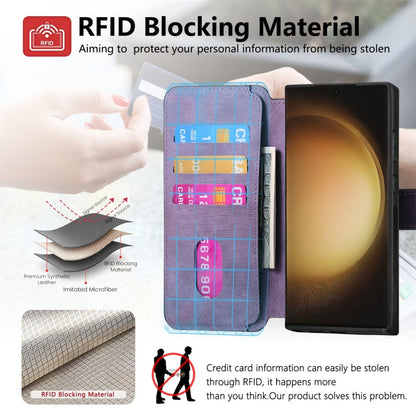 For Galaxy S23 Ultra 5G CaseNeo MagSafe RFID Anti-theft Retro Leather Phone Case(Purple)