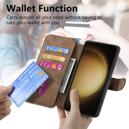 For Galaxy S23+ 5G CaseNeo MagSafe RFID Anti-theft Retro Leather Phone Case(Brown)