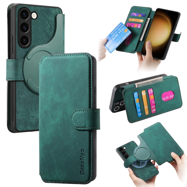 Pour Samsung Galaxy S23+ 5G ÉtuiCoque de téléphone en cuir rétro anti-RFID et antivol MagSafe Neo (vert)