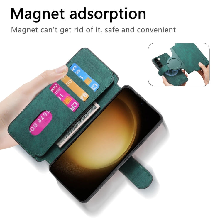 Pour Samsung Galaxy S23+ 5G ÉtuiCoque de téléphone en cuir rétro anti-RFID et antivol MagSafe Neo (vert)