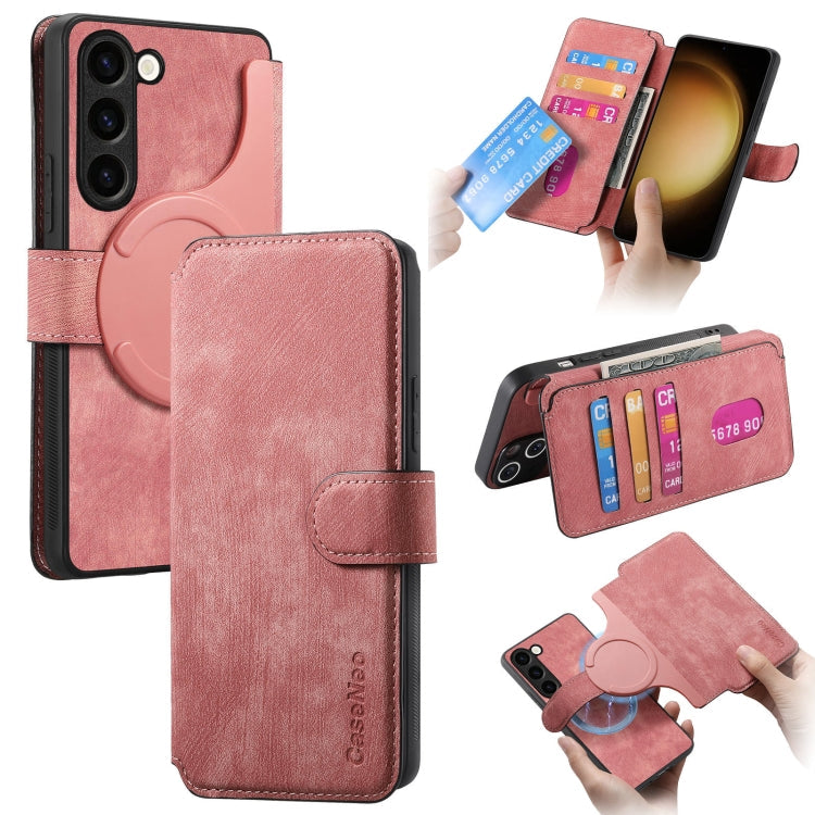 For Galaxy S23+ 5G CaseNeo MagSafe RFID Anti-theft Retro Leather Phone Case(Pink)