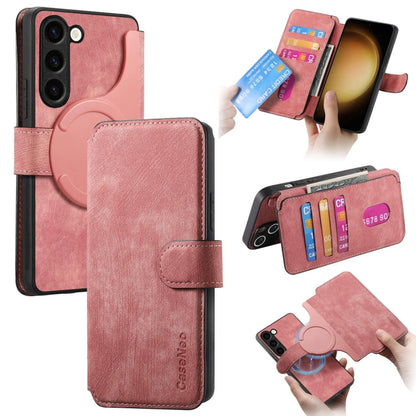 For Galaxy S23+ 5G CaseNeo MagSafe RFID Anti-theft Retro Leather Phone Case(Pink)