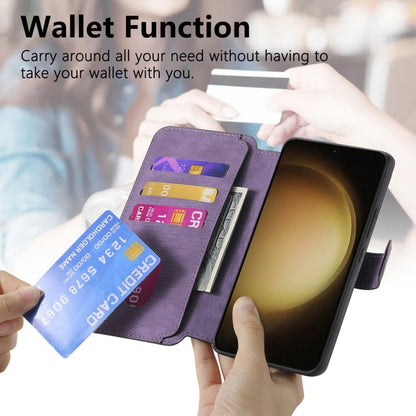For Galaxy S23+ 5G CaseNeo MagSafe RFID Anti-theft Retro Leather Phone Case(Purple)